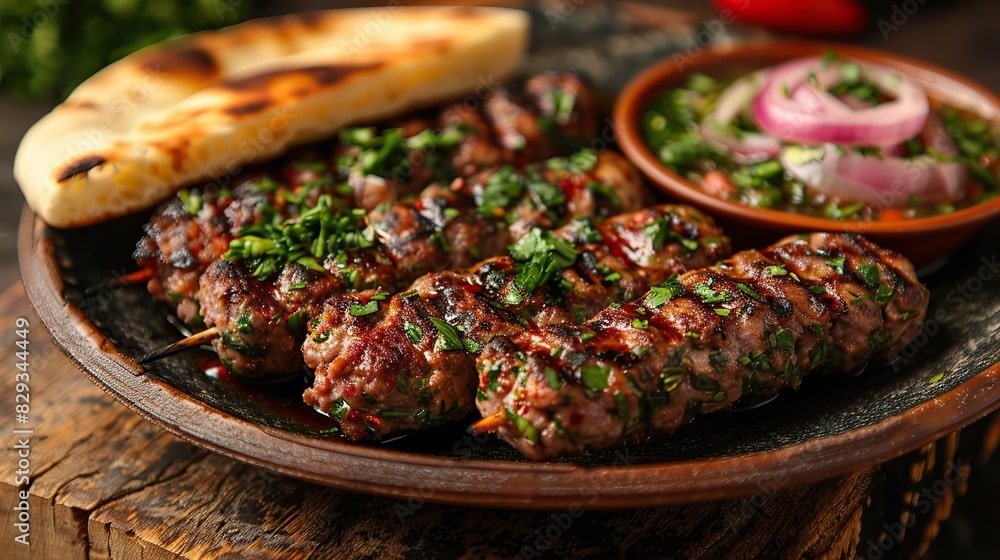 a-plate-of-savory-lamb-kofta-served-with-pita-bread-stockpack-adobe-stock A plate of savory lamb kofta, served with pita bread.