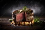 Delicious steak with sauce. Generative AI