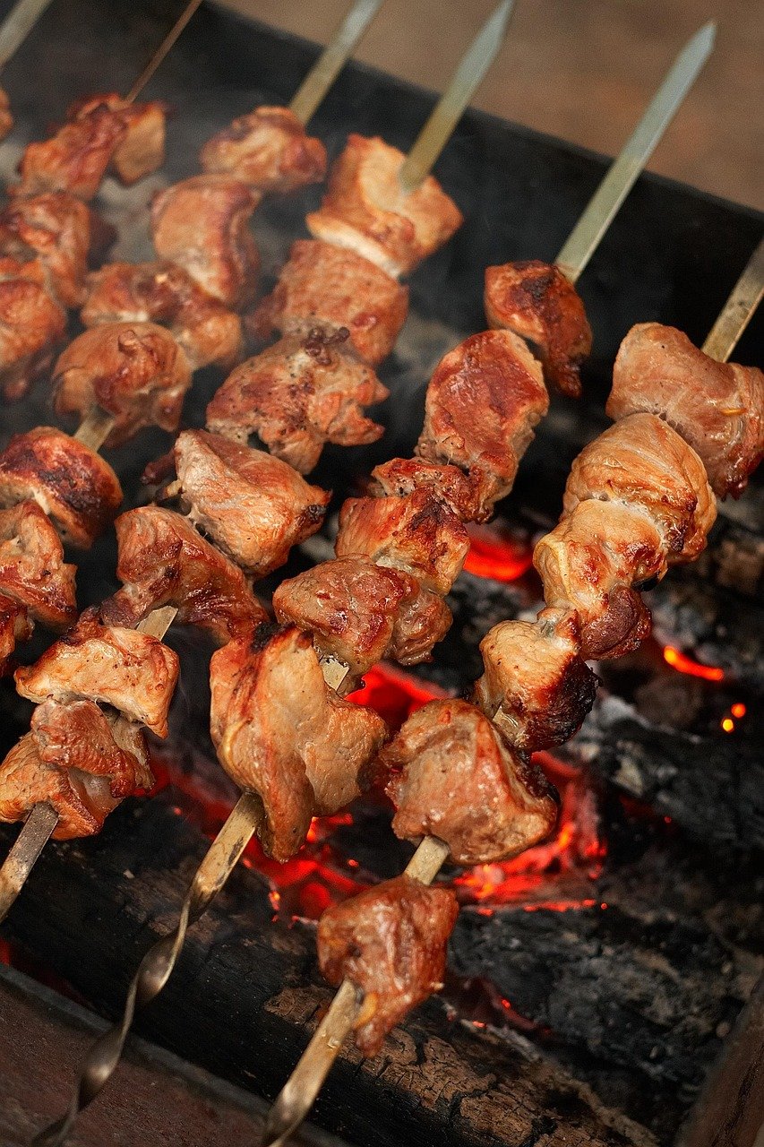 food-picnic-shish-kebab-meat-brazier-grilled-meat-frying-coals-on-the-nature-summer-skewers-stockpack-pixabay food, picnic, shish kebab, meat, brazier, grilled meat, frying, coals, nature, on the nature, summer, skewers