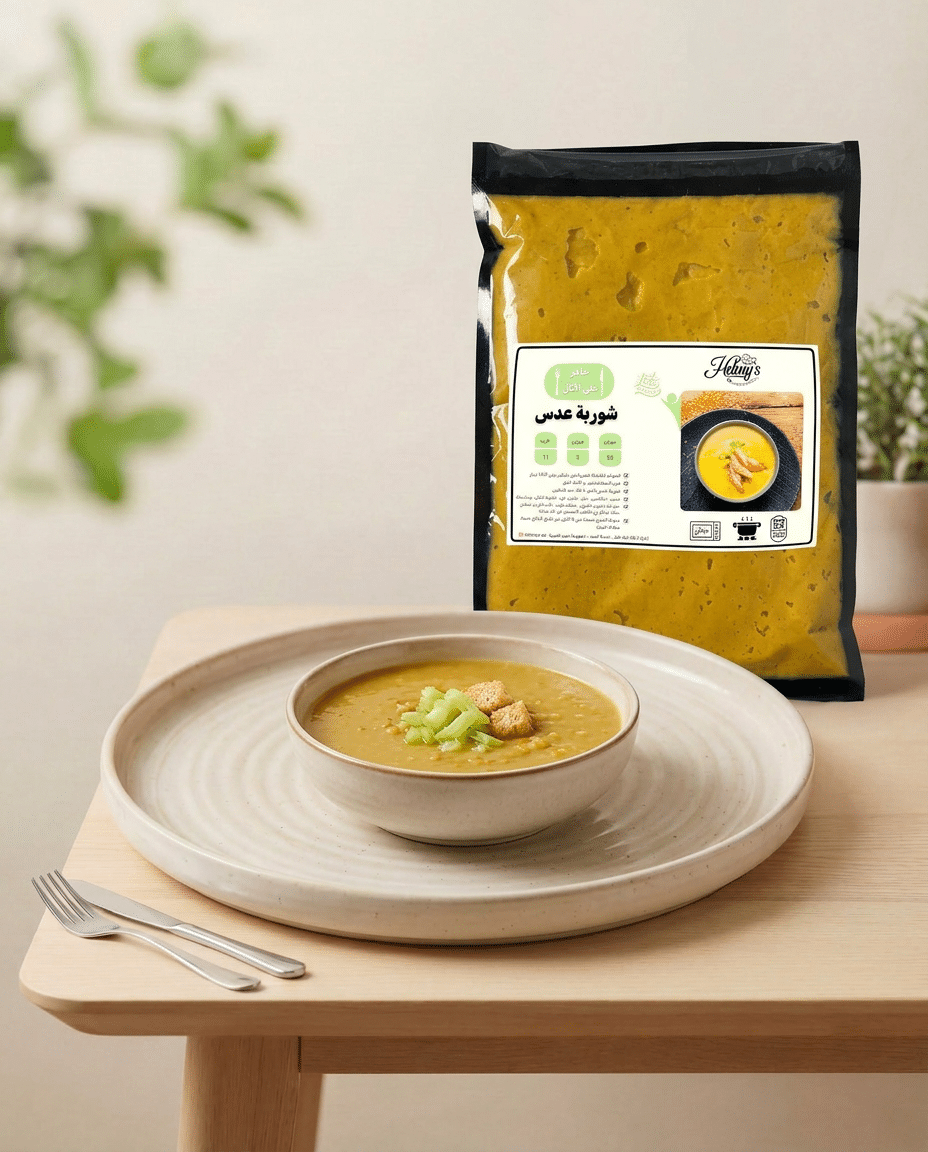 RTE-C-08 lentil soup + crispy fried Lebanese bread, cooked in rich chicken stock with fresh vegetables ( ±500 g ). (serves 2) - Image 1